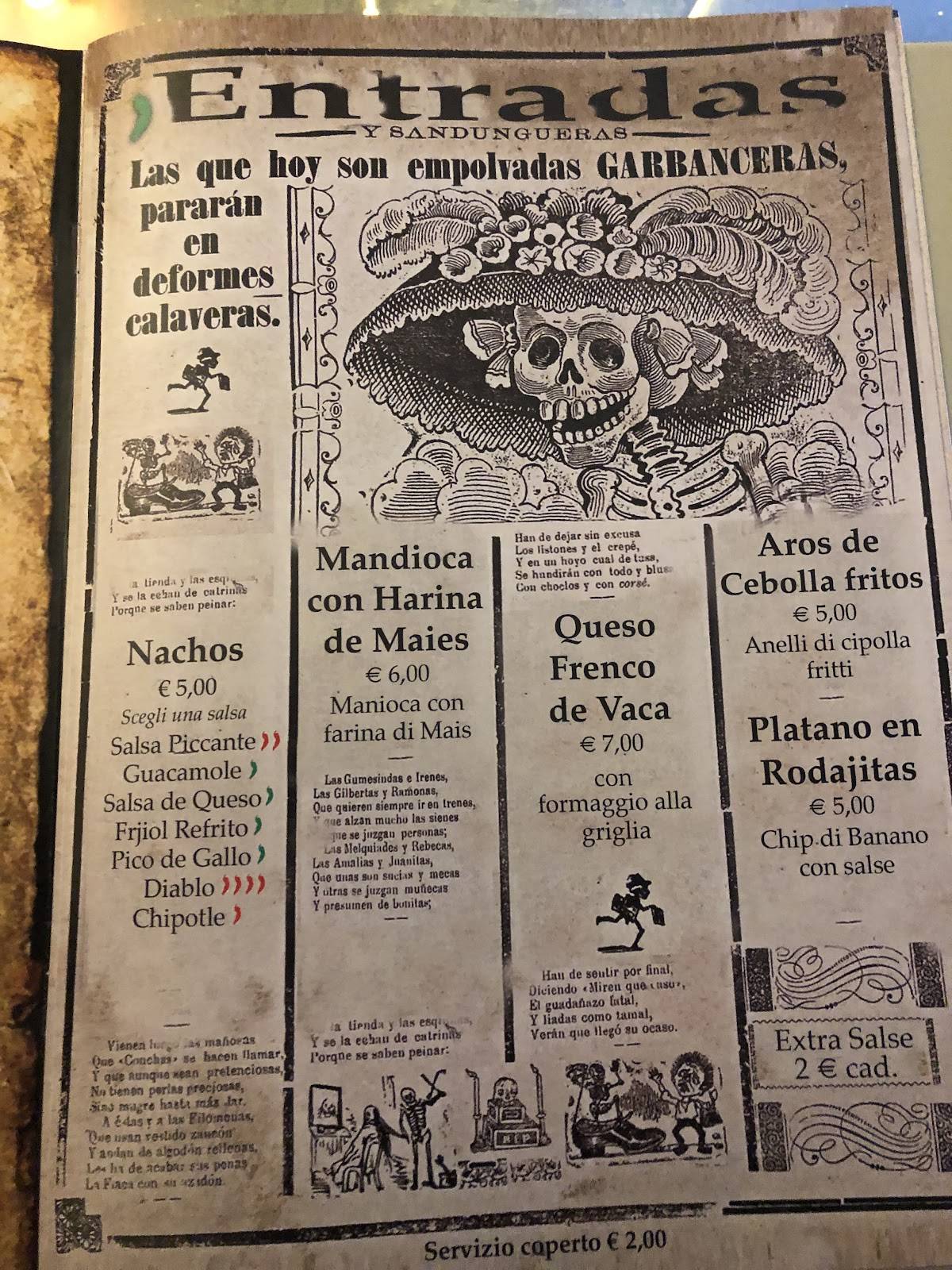 Menu di Garibaldi osteria 