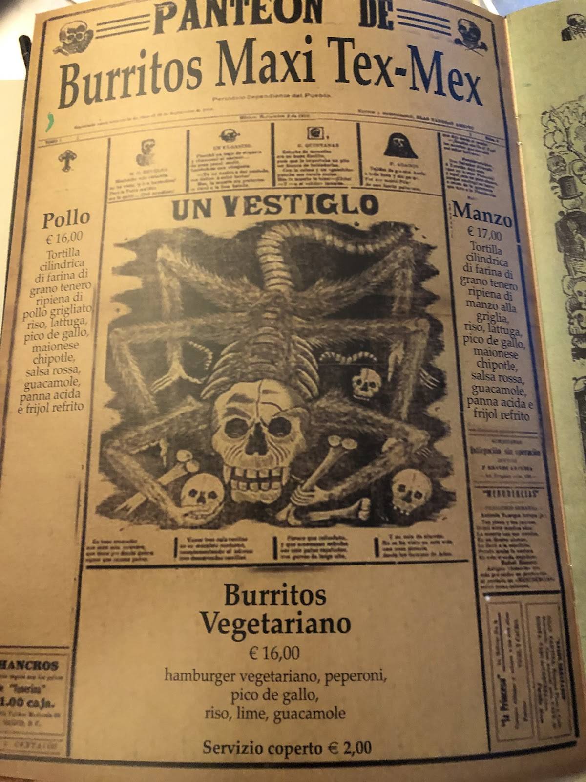 Menu di Garibaldi osteria 