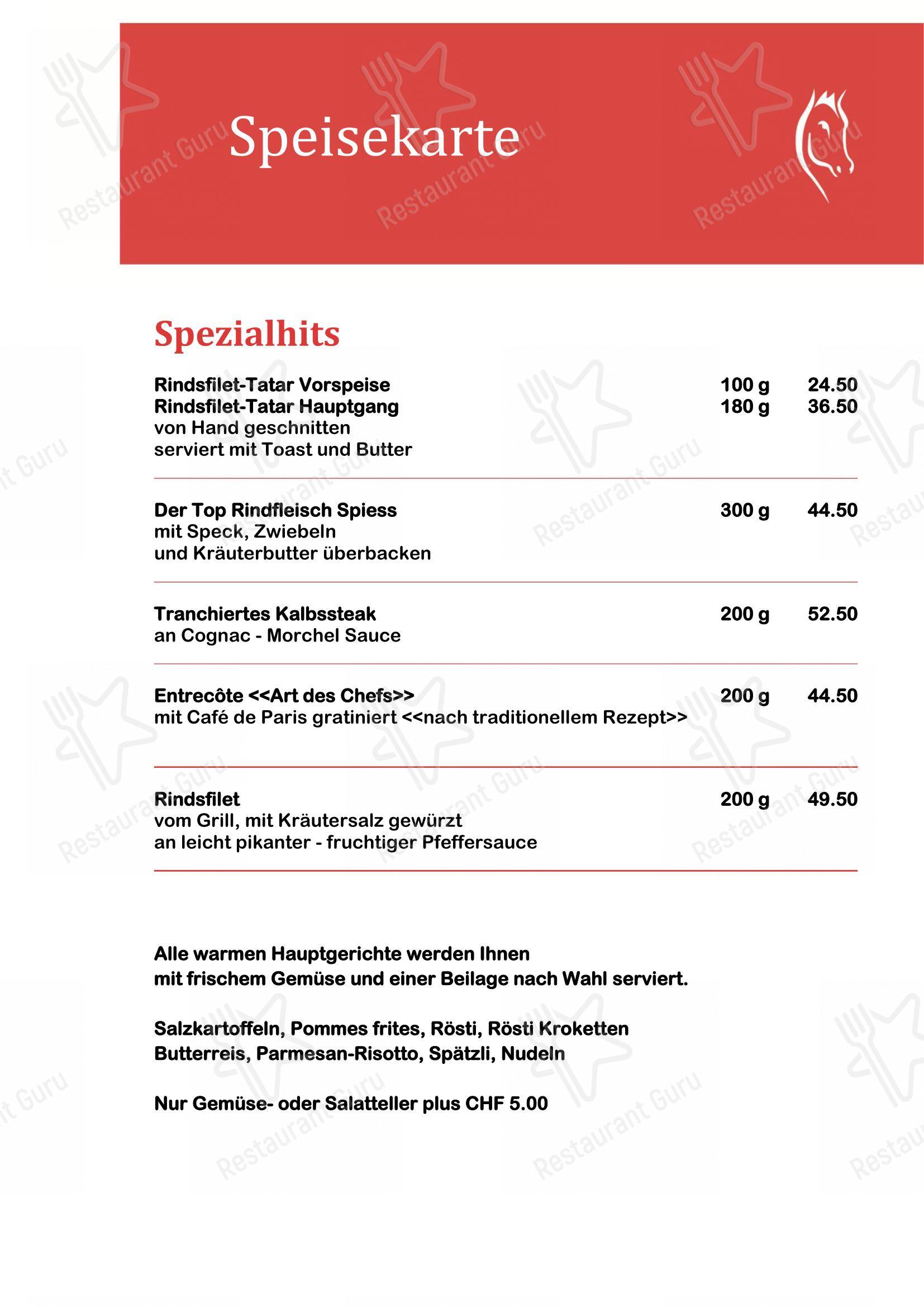 Gasthof Rössli in Grabs - Menu