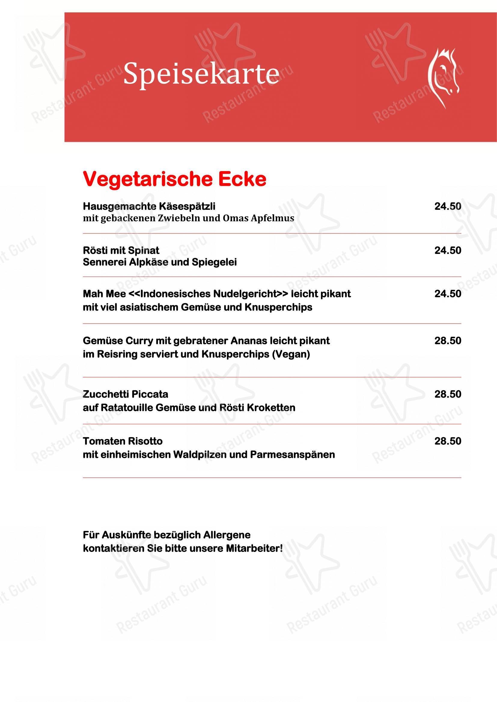 Gasthof Rössli in Grabs - Menu
