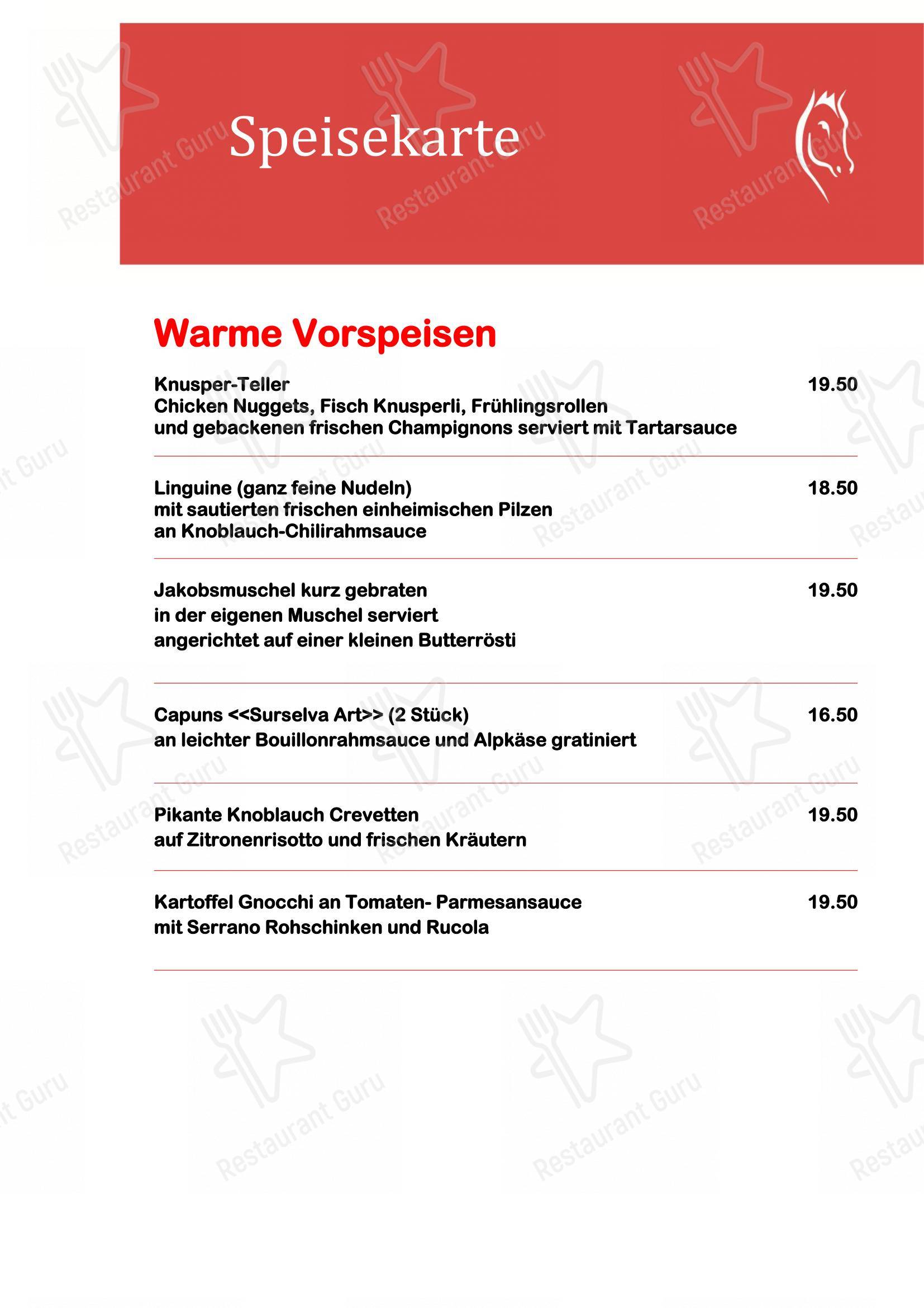 Menu per Gasthof Rössli in Grabs