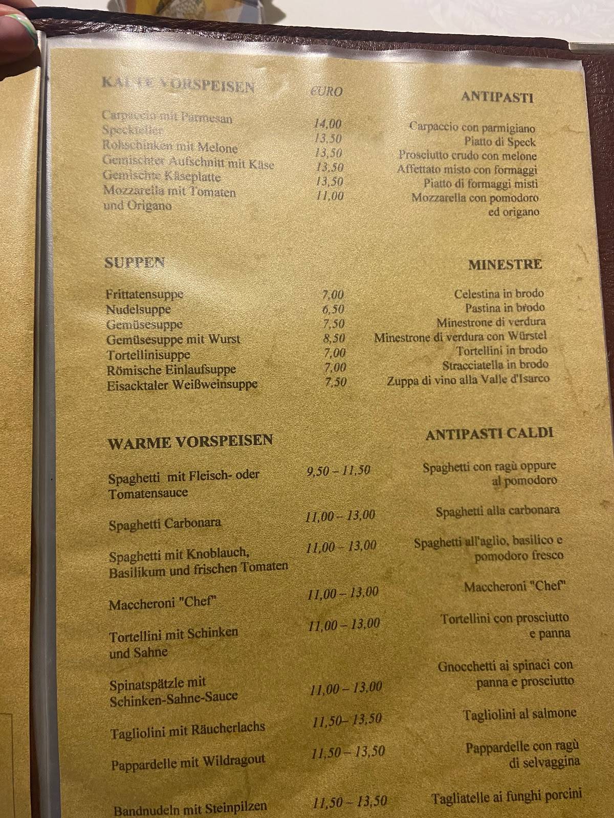 Menu di Gasthof Toni 