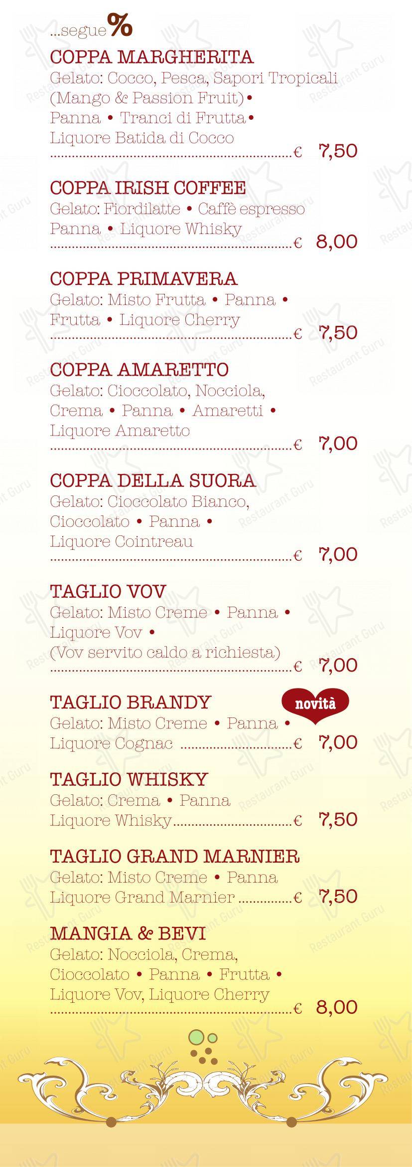 Menu bar per Gelateria Goria in Riva presso Chieri