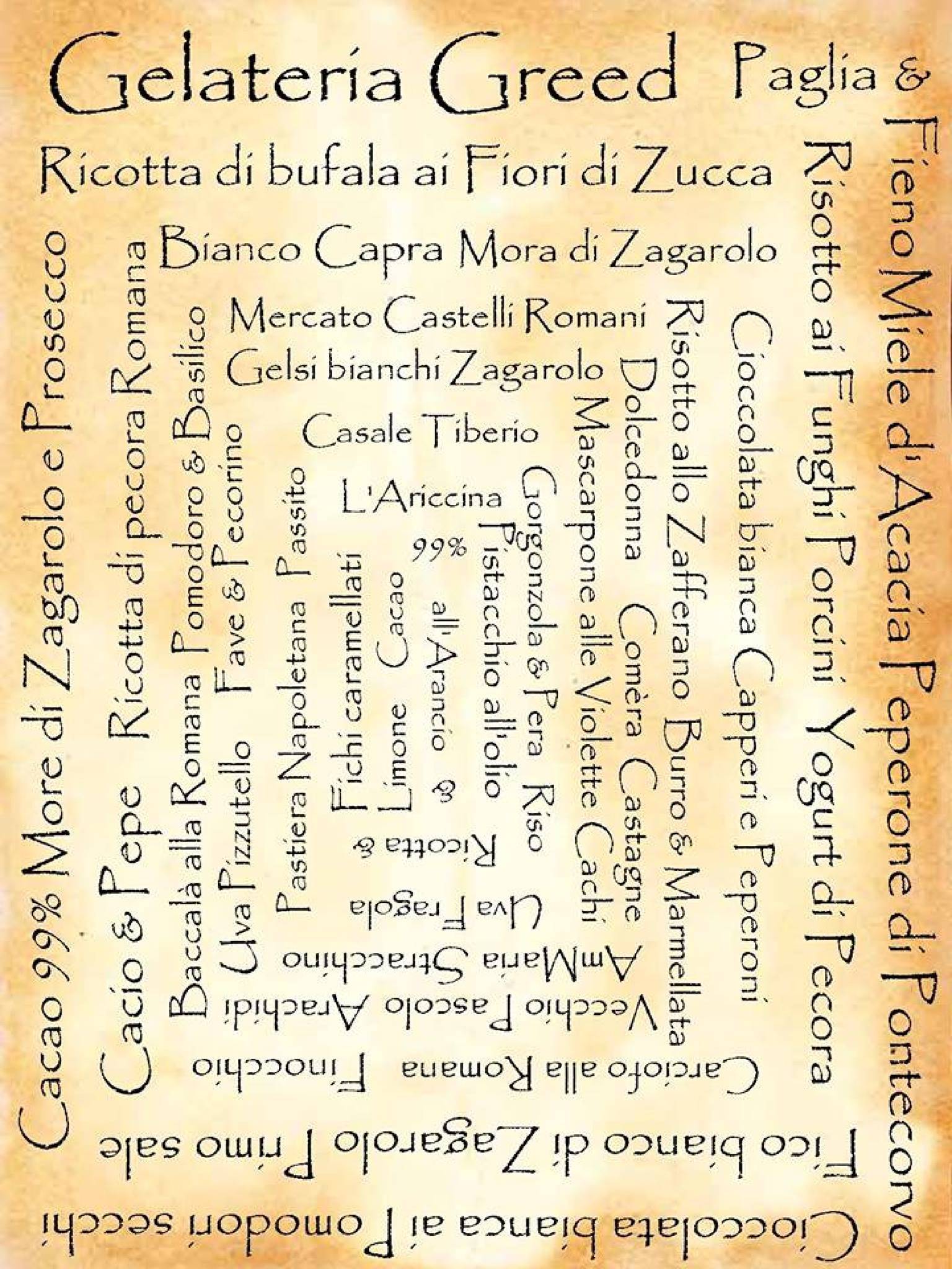 Menu di Greed Avidi di Gelato– Gelateria Naturale e Senza Glutine a Frascati 