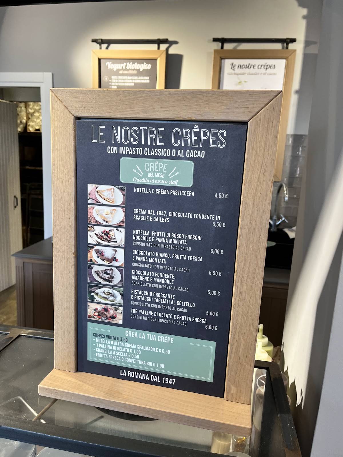 Menu di Gelateria La Romana dal 1947 