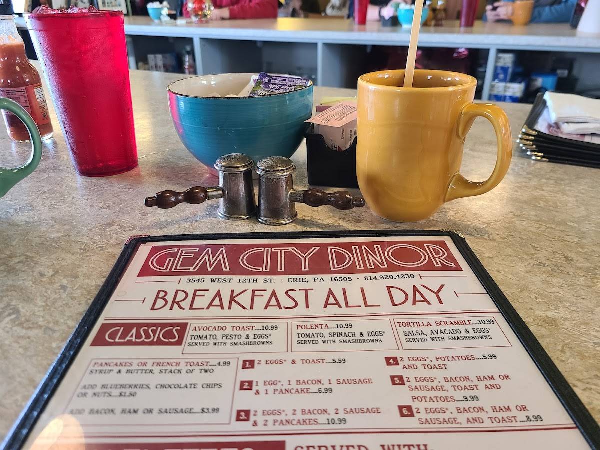 Menu at Gem City Dinor restaurant, Erie