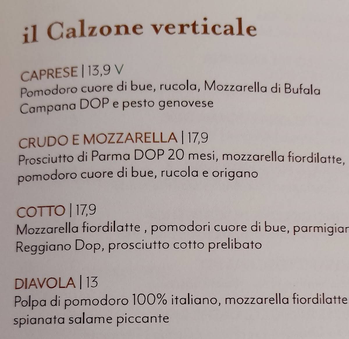 Menu di Eataly 