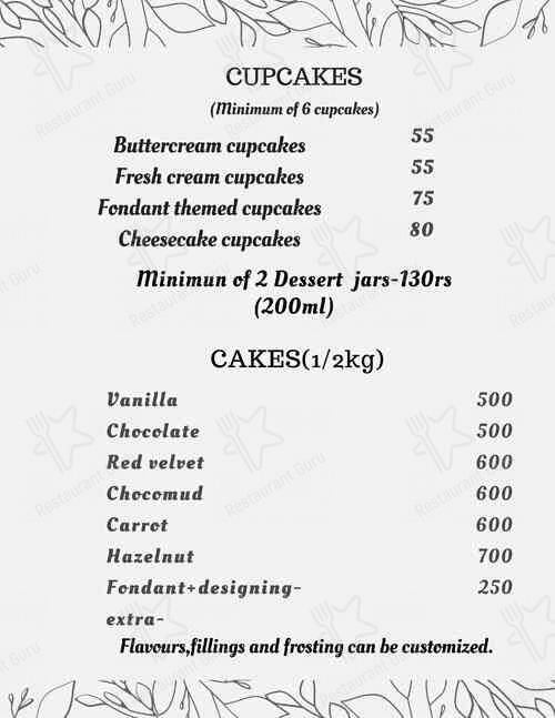 Get baked by sandhya menu