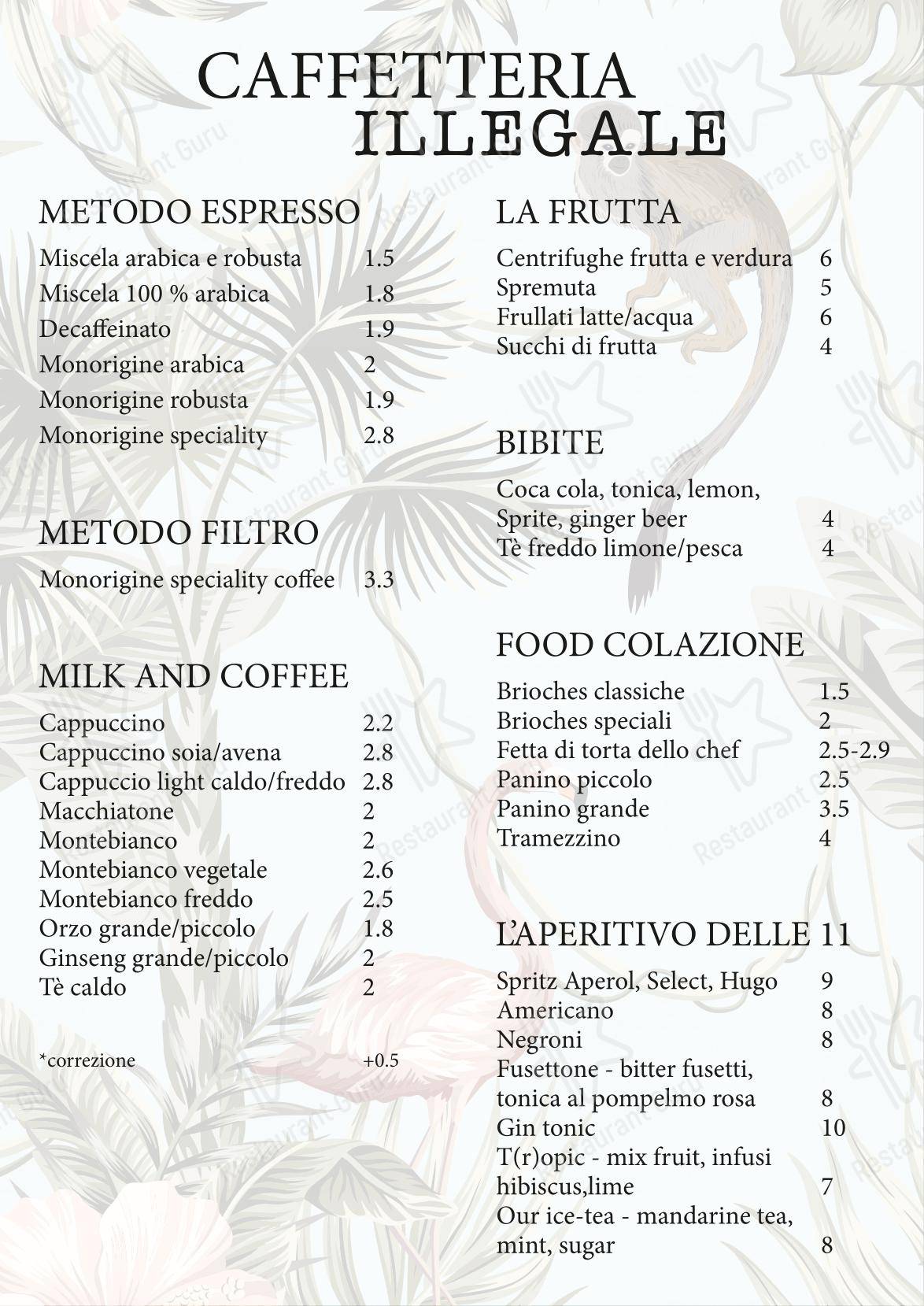 Gineria Illegale in Rimini - Menu bar