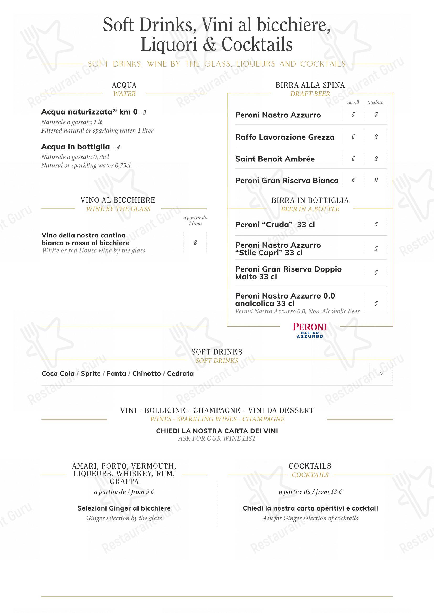 Takeaway Menu per Ginger - Spagna in Roma