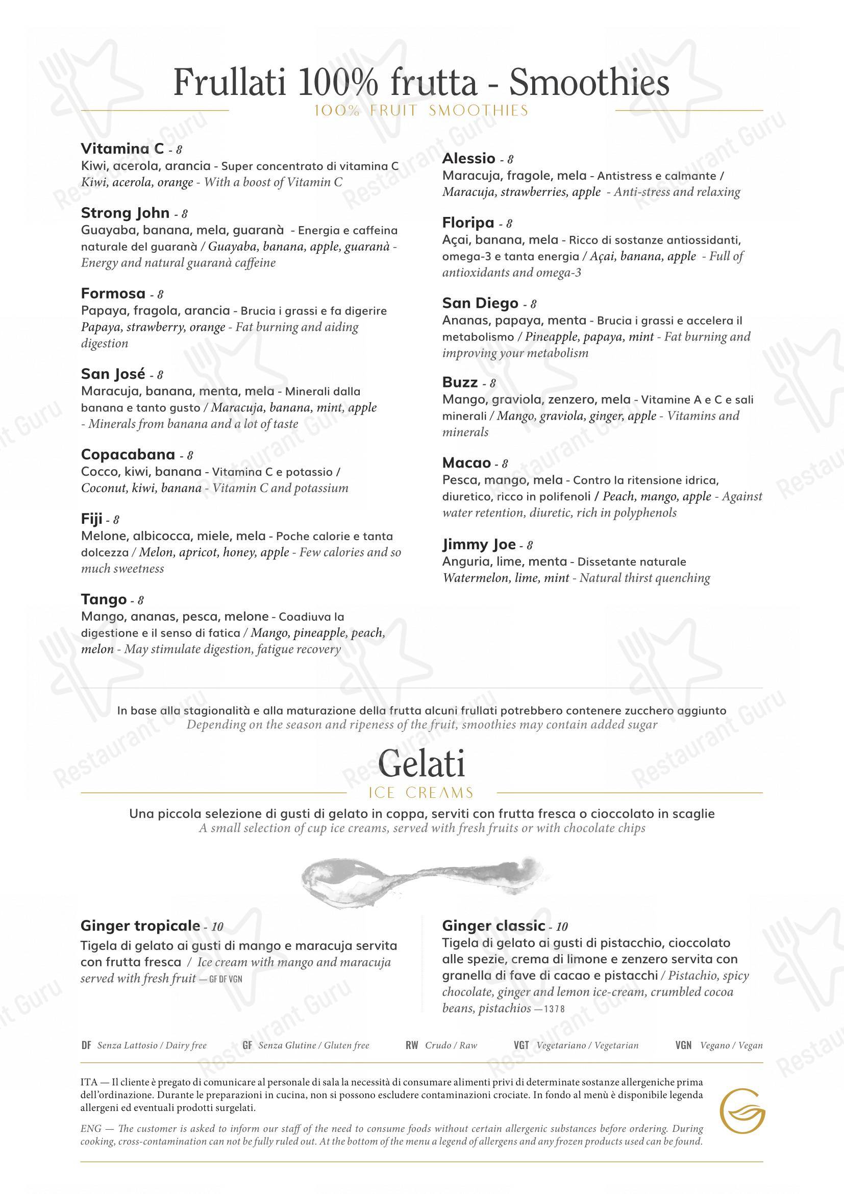 菜单 per Ginger - Spagna pub & bar