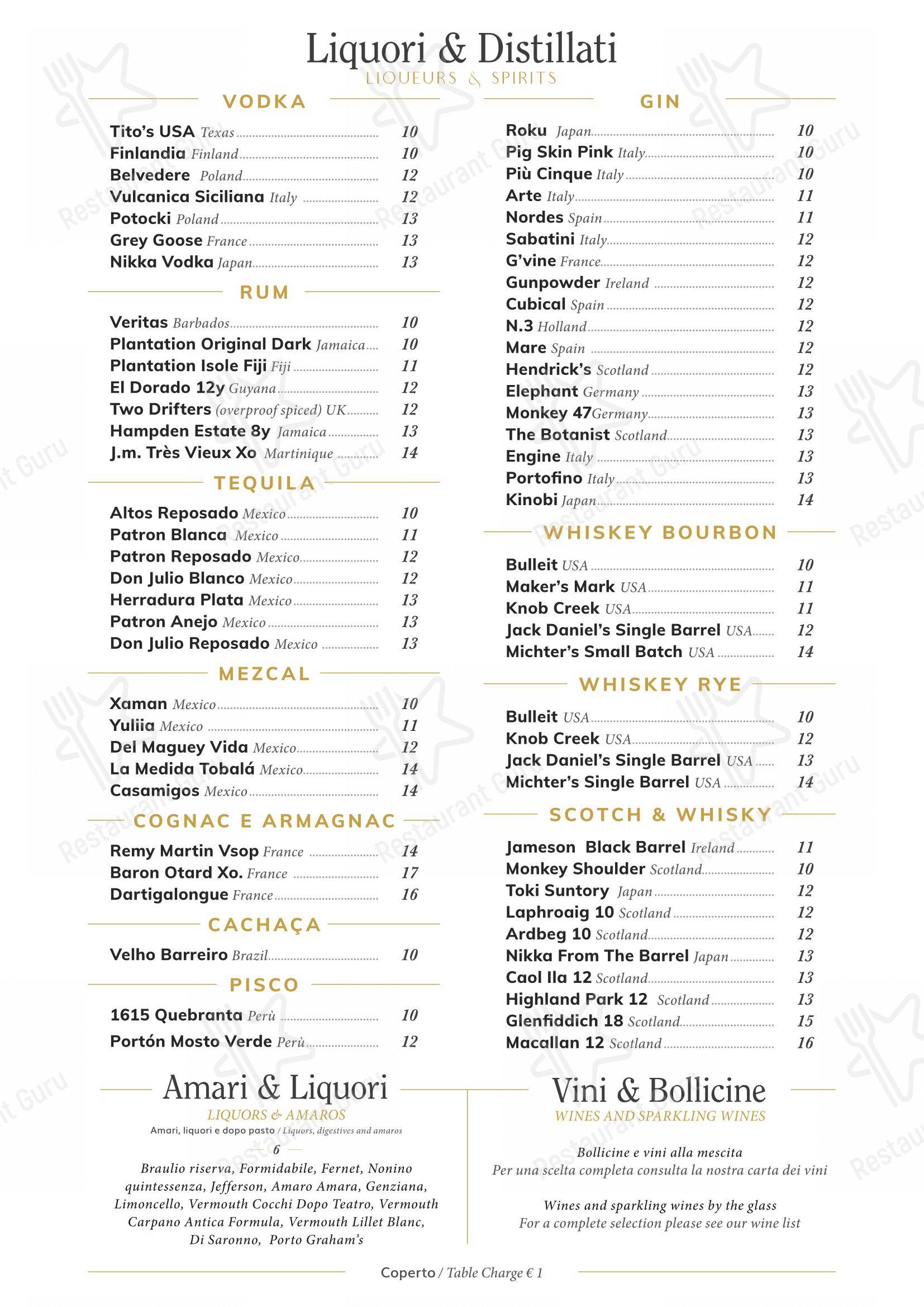 Menu di Ginger - Spagna - Wine Menu