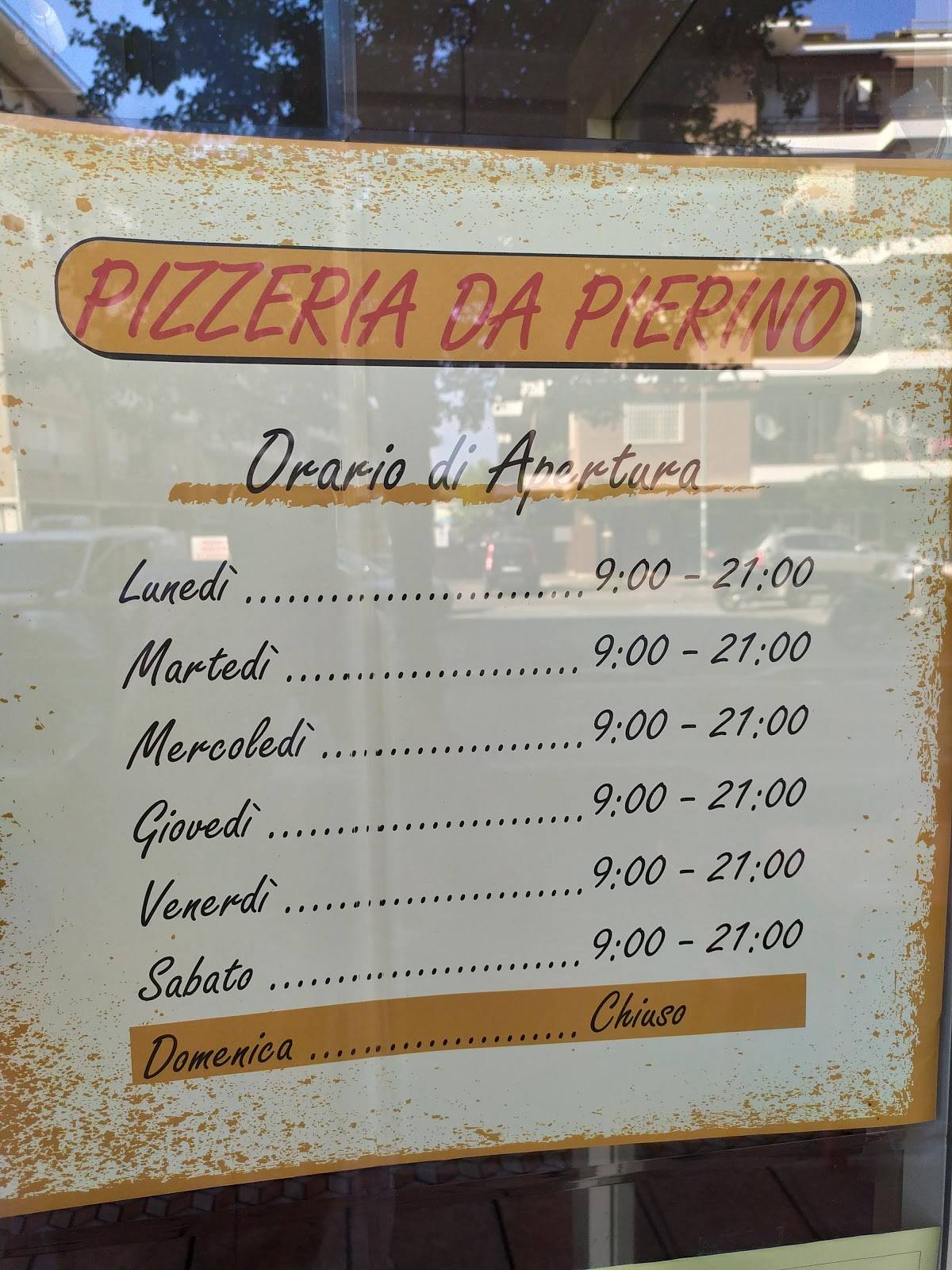 Menu di Girarrosto Pizza a Taglio 