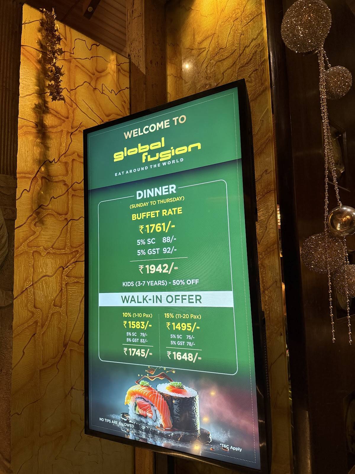 Global Fusion Bandra menu