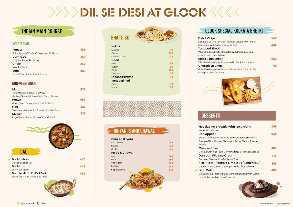 Glook The Sky Lounge menu