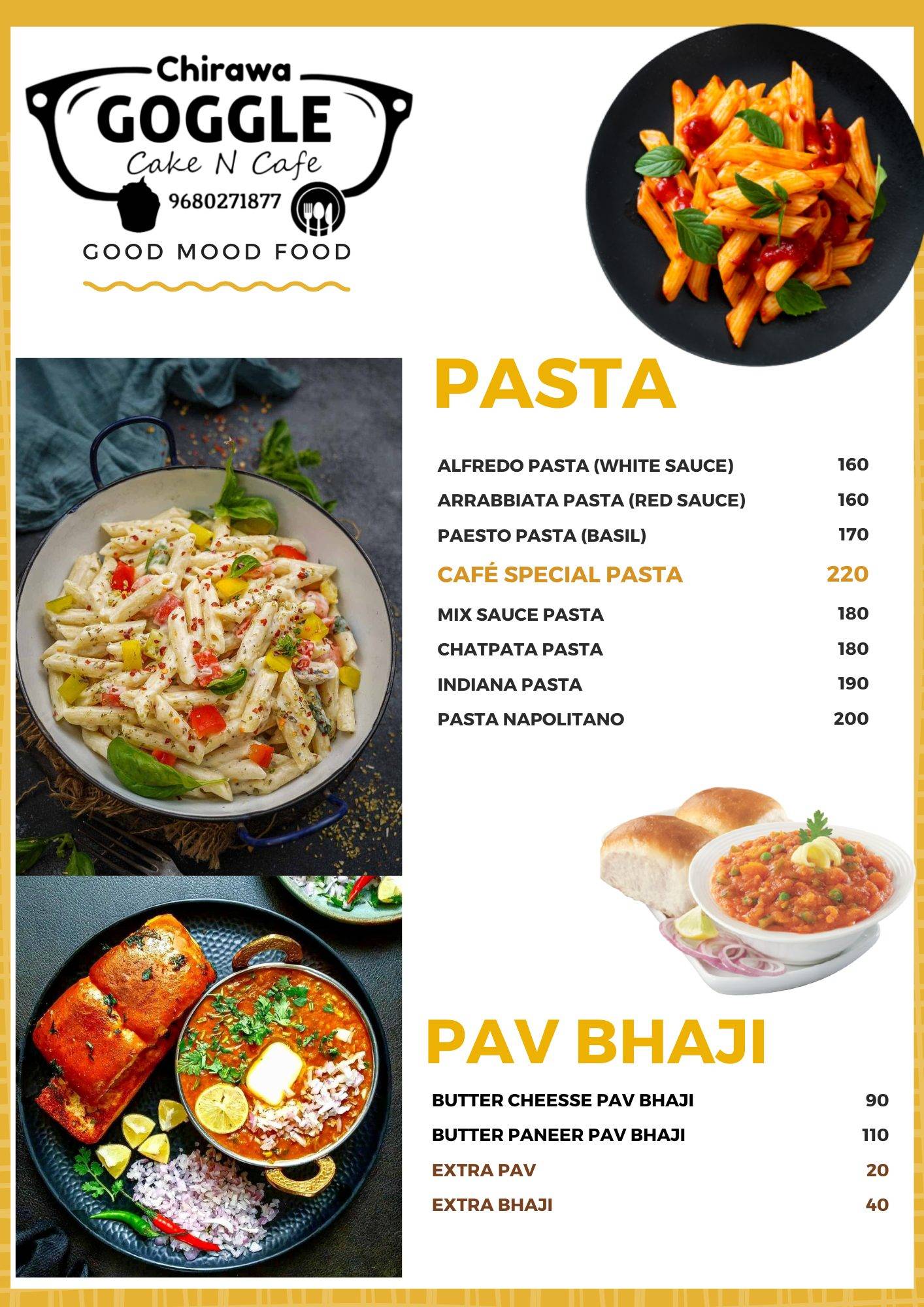 Goggle Cafe Chirawa menu