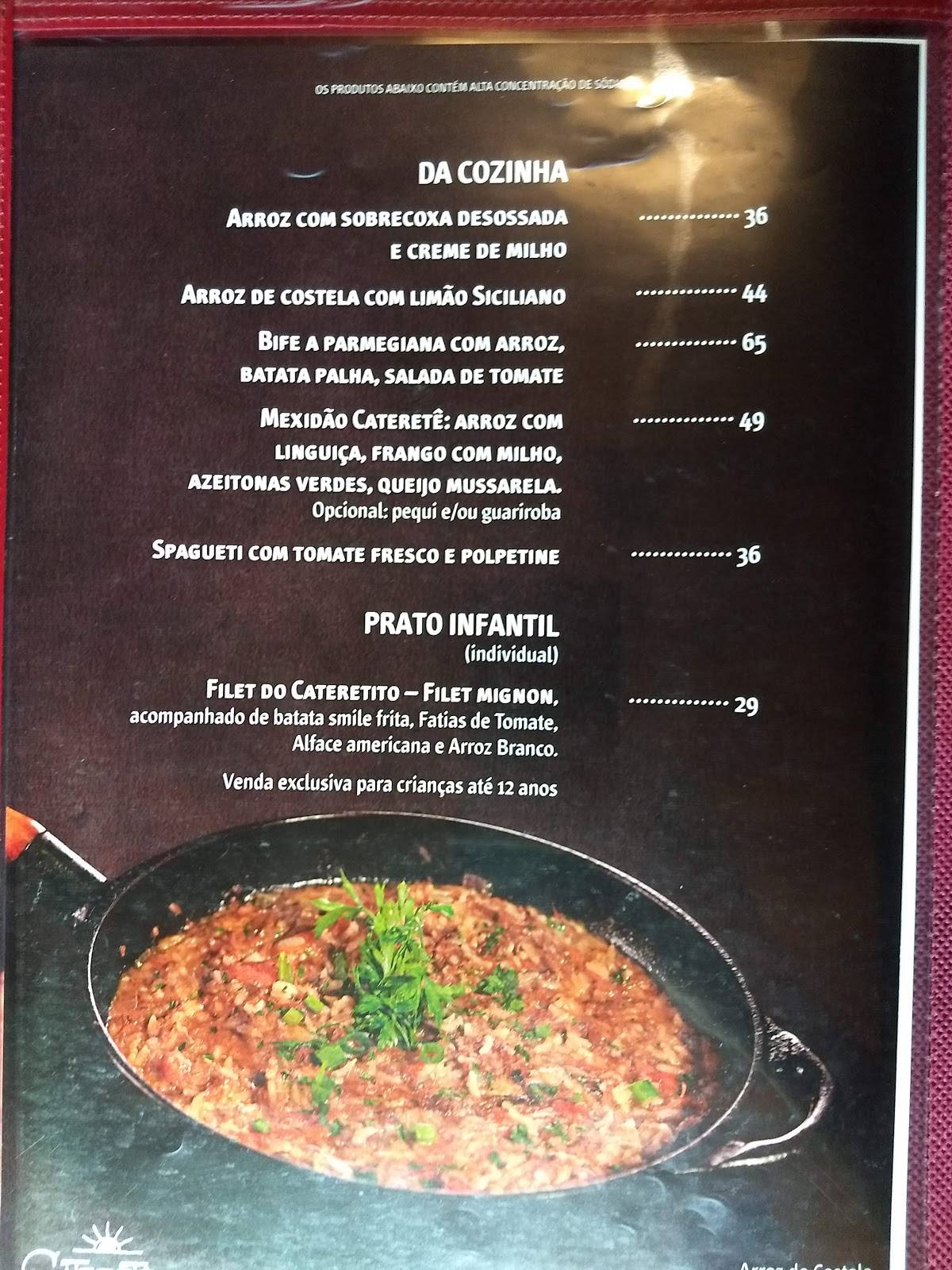 Cateretê cardápio