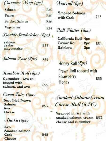 Menu de Golden Rose