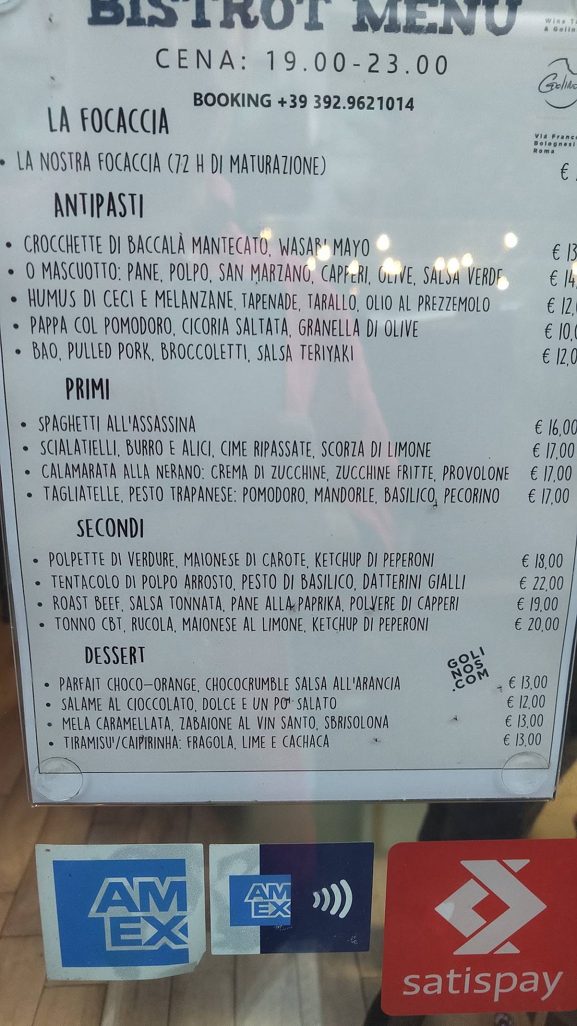 Menu di Golinos Bistrot 