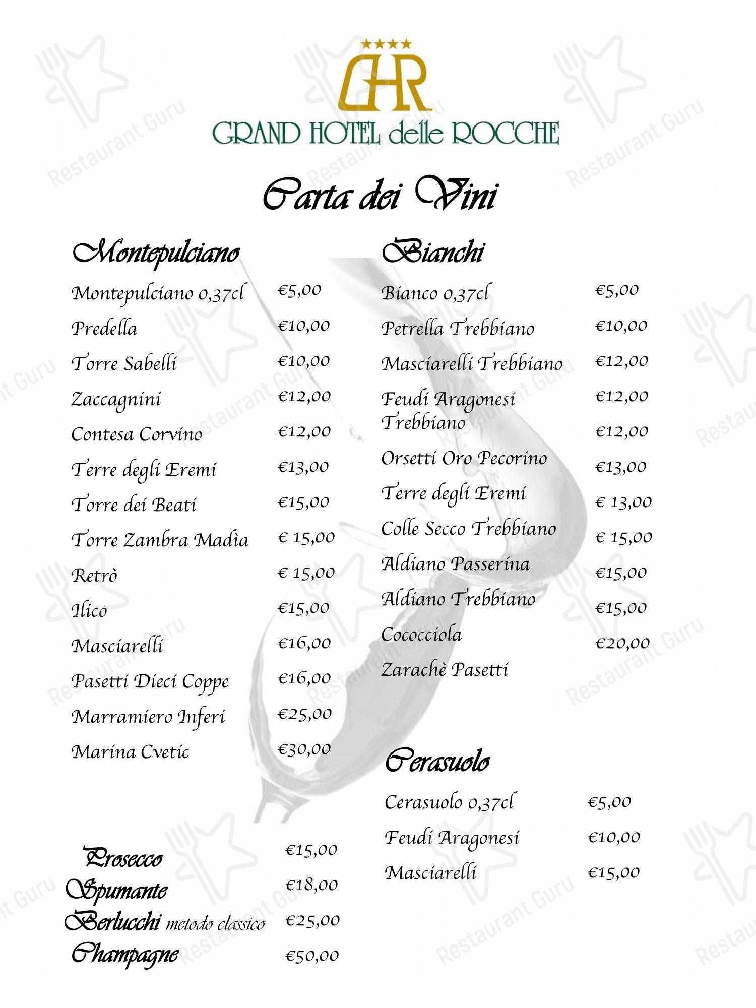 Menu per Grand Hotel delle Rocche, Ristorante Le Terrazze ristorante