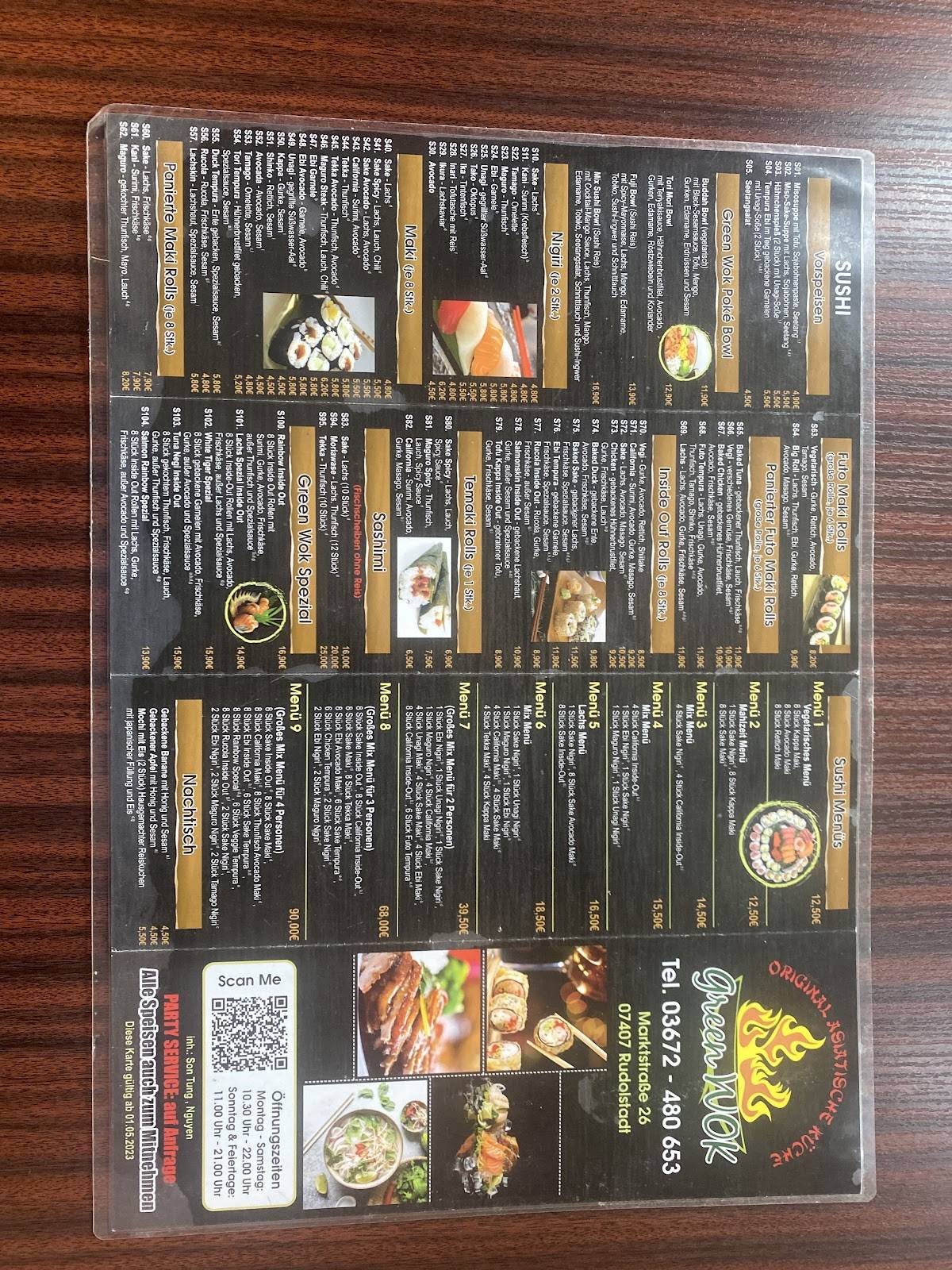 Menu de Green Wok