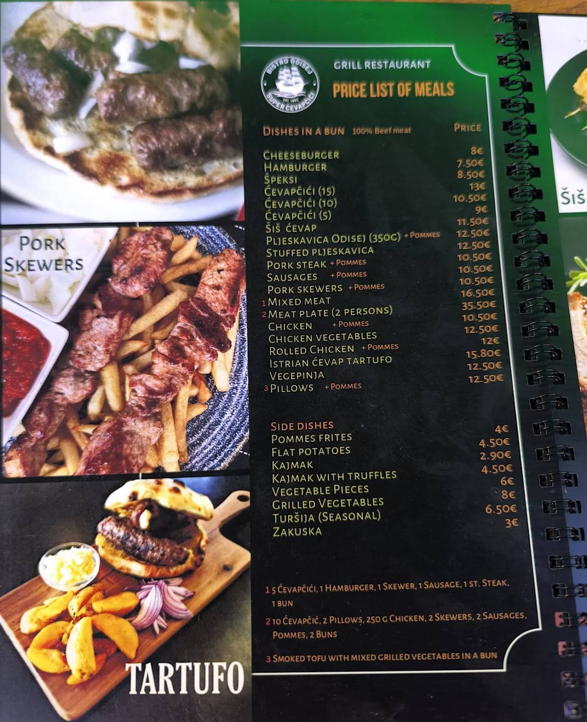 Menu di Grill restaurant "Odisej" 