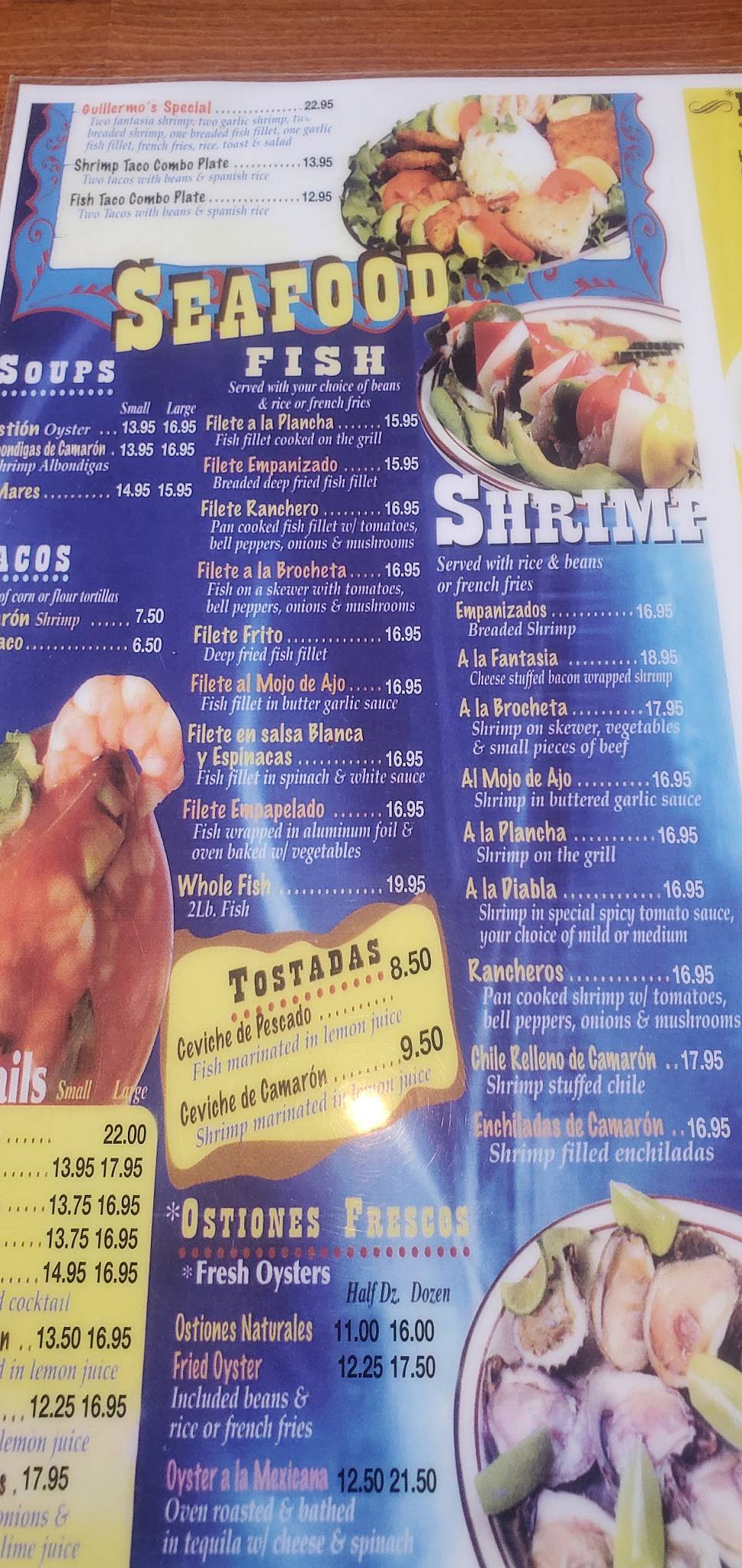 Menu At Guillermo S Double L Restaurant Tucson