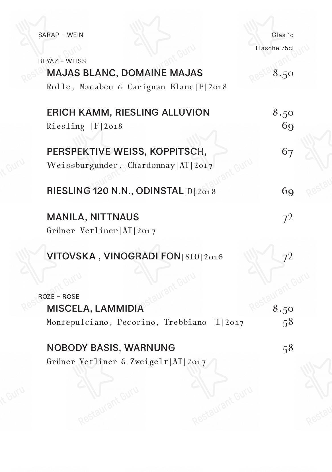 Menu per Gül Restoran in Zurigo