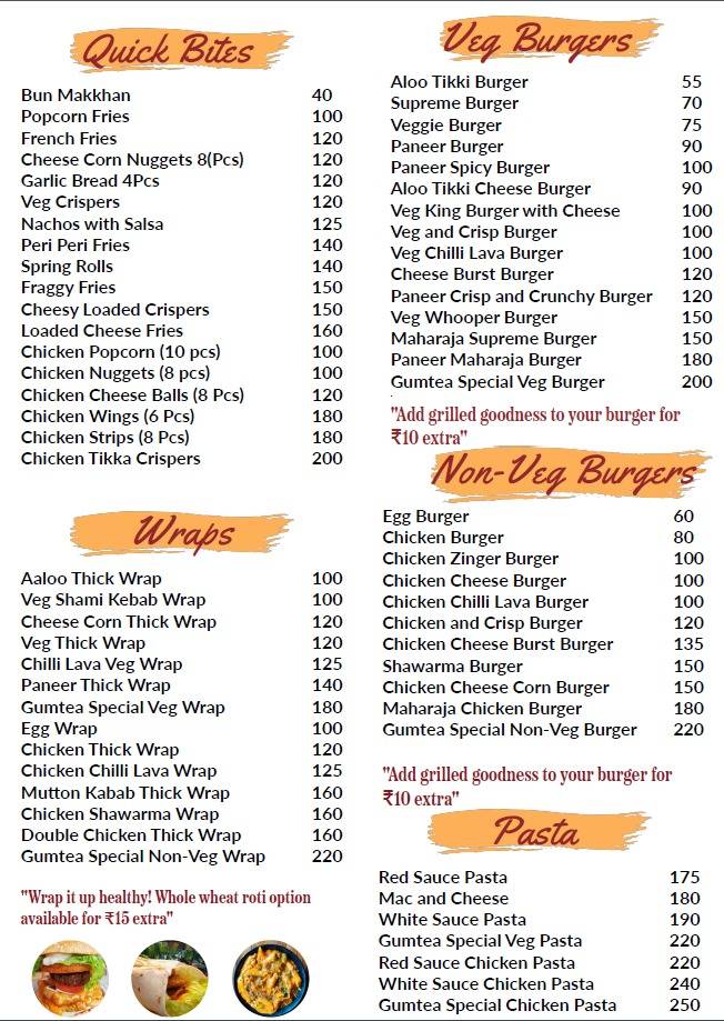 Gumtea Cafe & Banquet menu