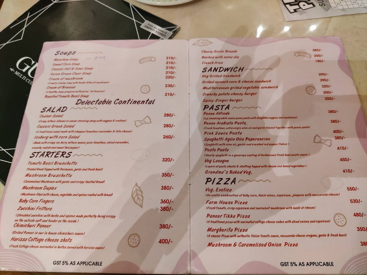 Gusto Multi cuisine restaurant menu