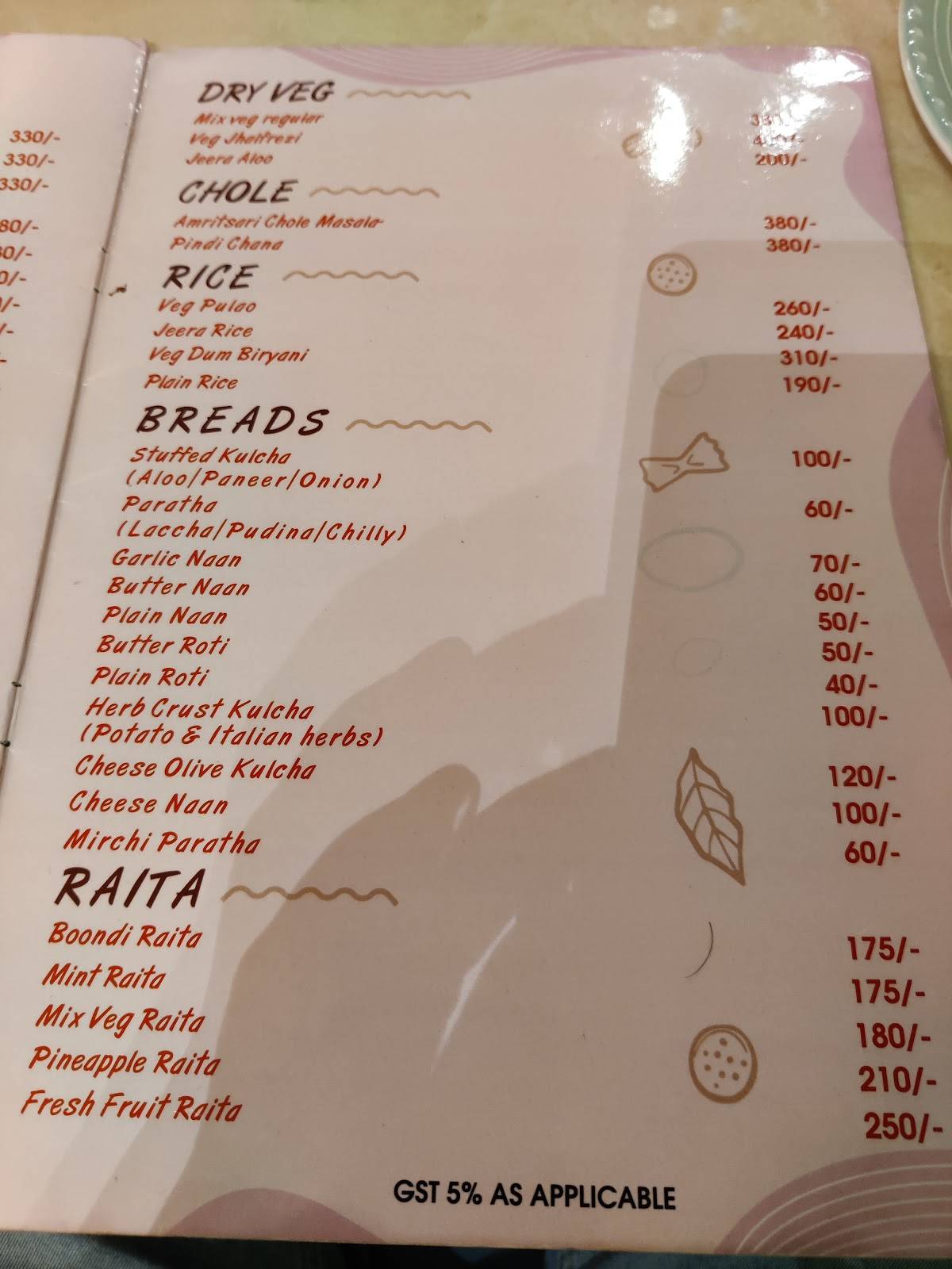 Gusto Multi cuisine restaurant menu