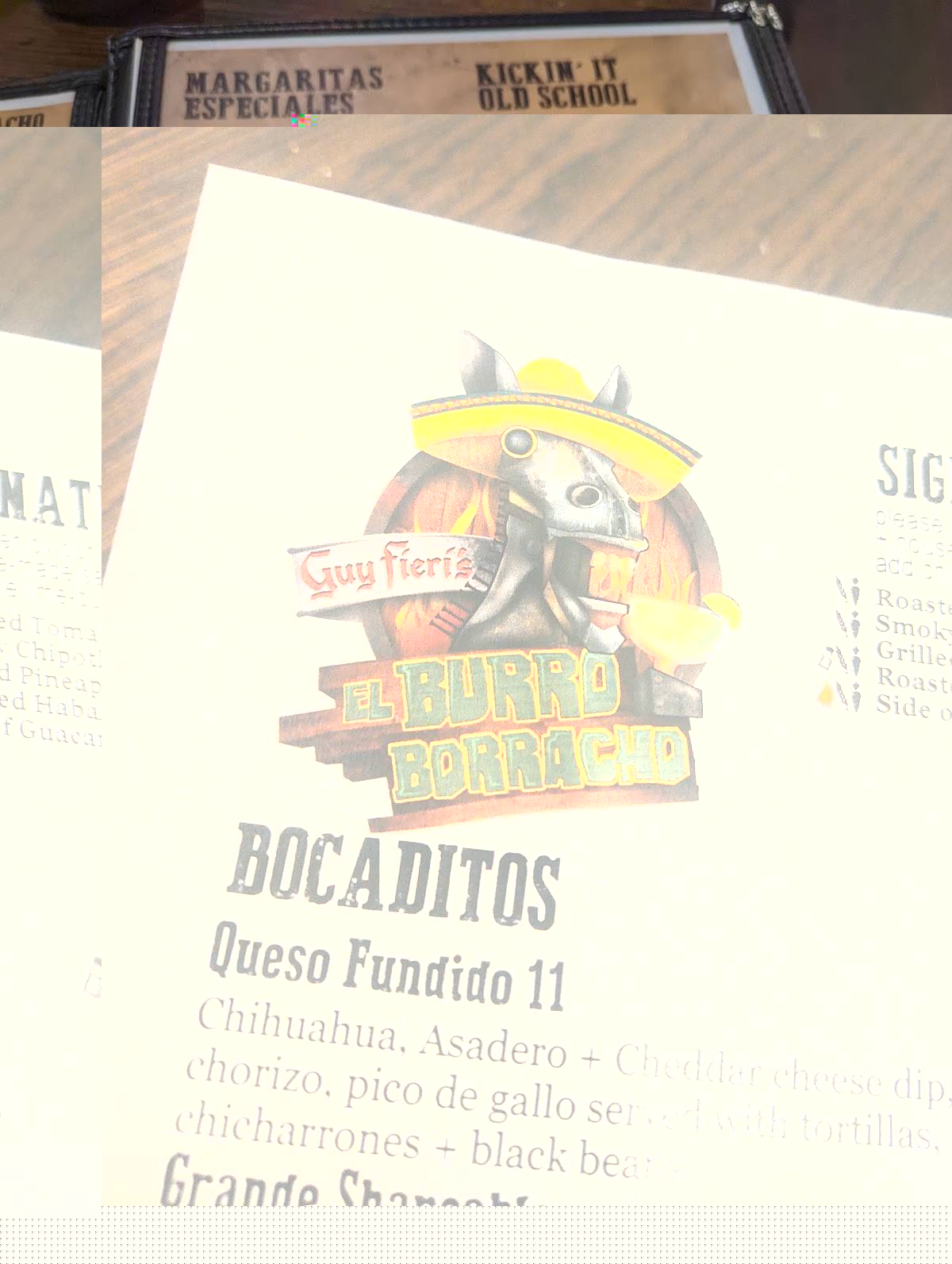 Menu at Guy Fieris El Burro Borracho restaurant, Laughlin