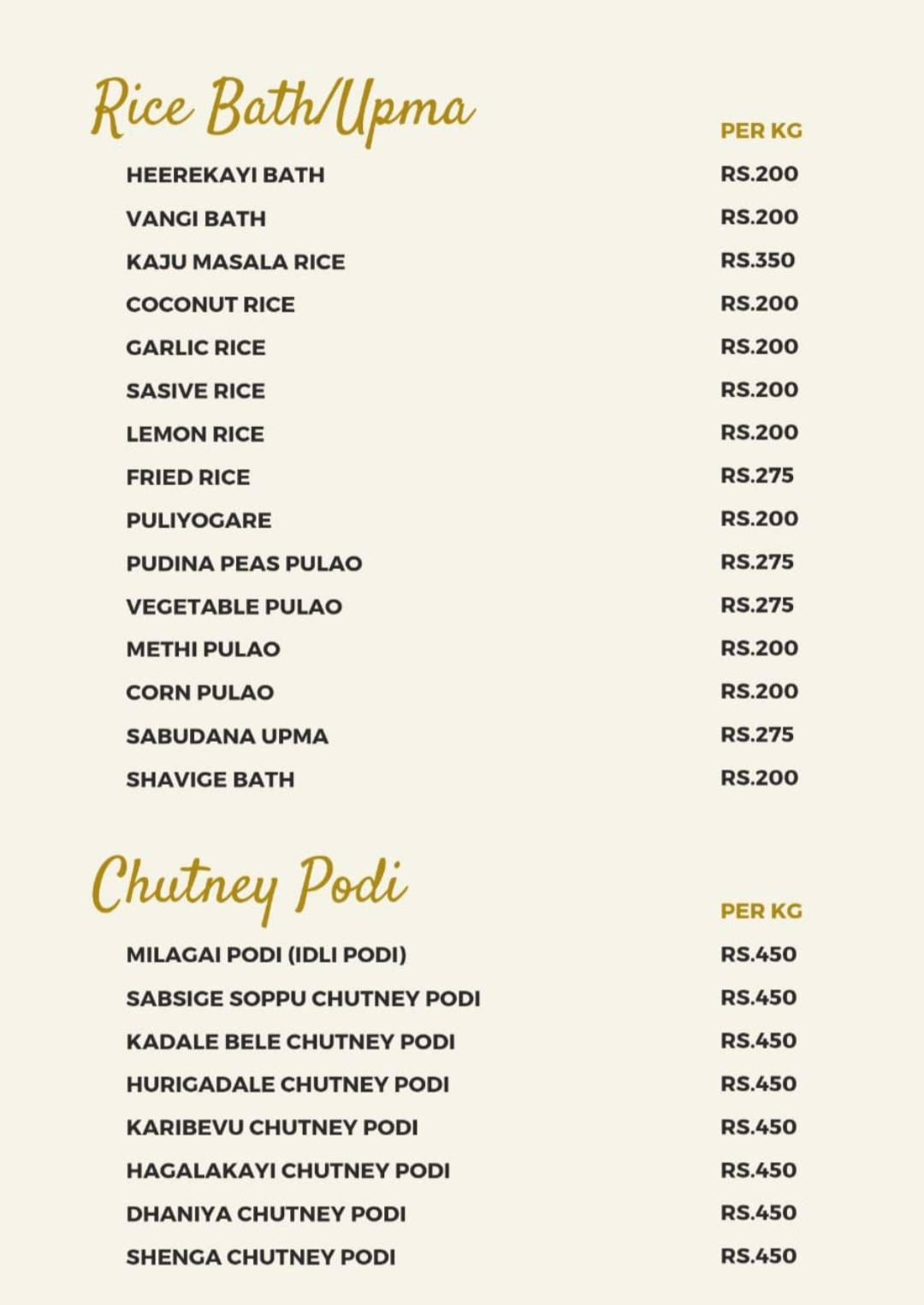 HOMELY FOODS menu