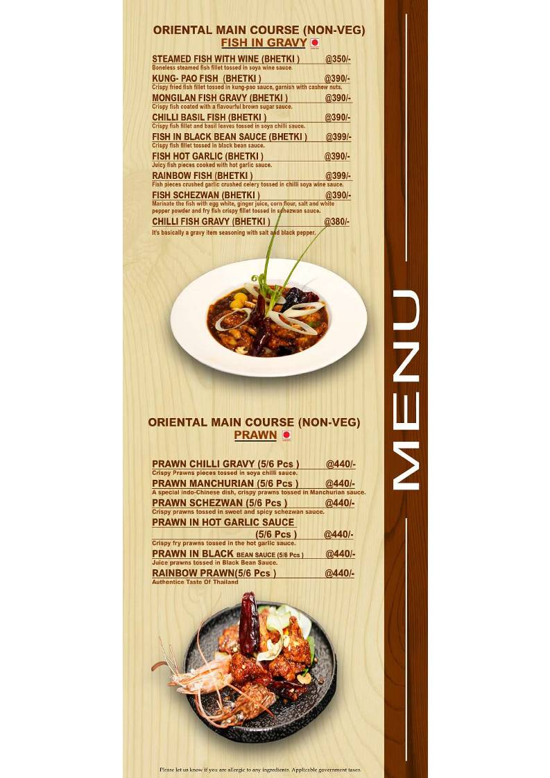 HOTEL RAJNANDINI menu