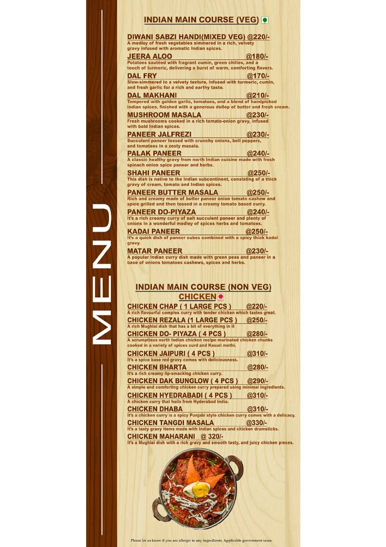 HOTEL RAJNANDINI menu