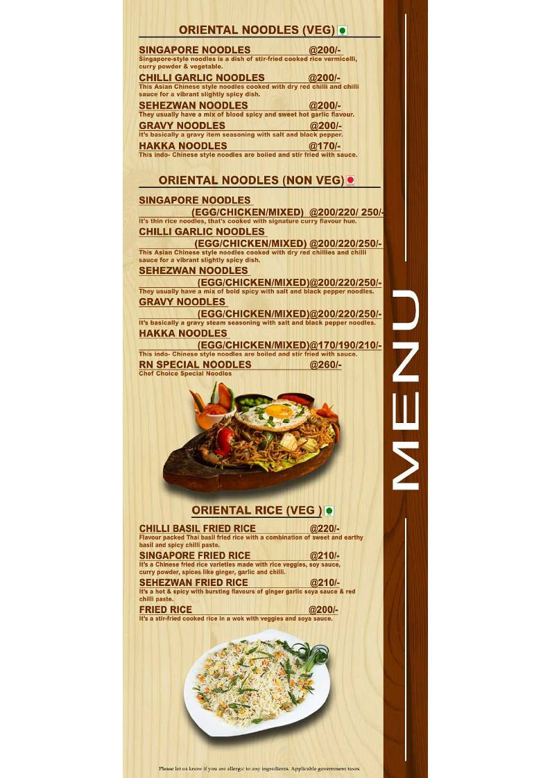HOTEL RAJNANDINI menu