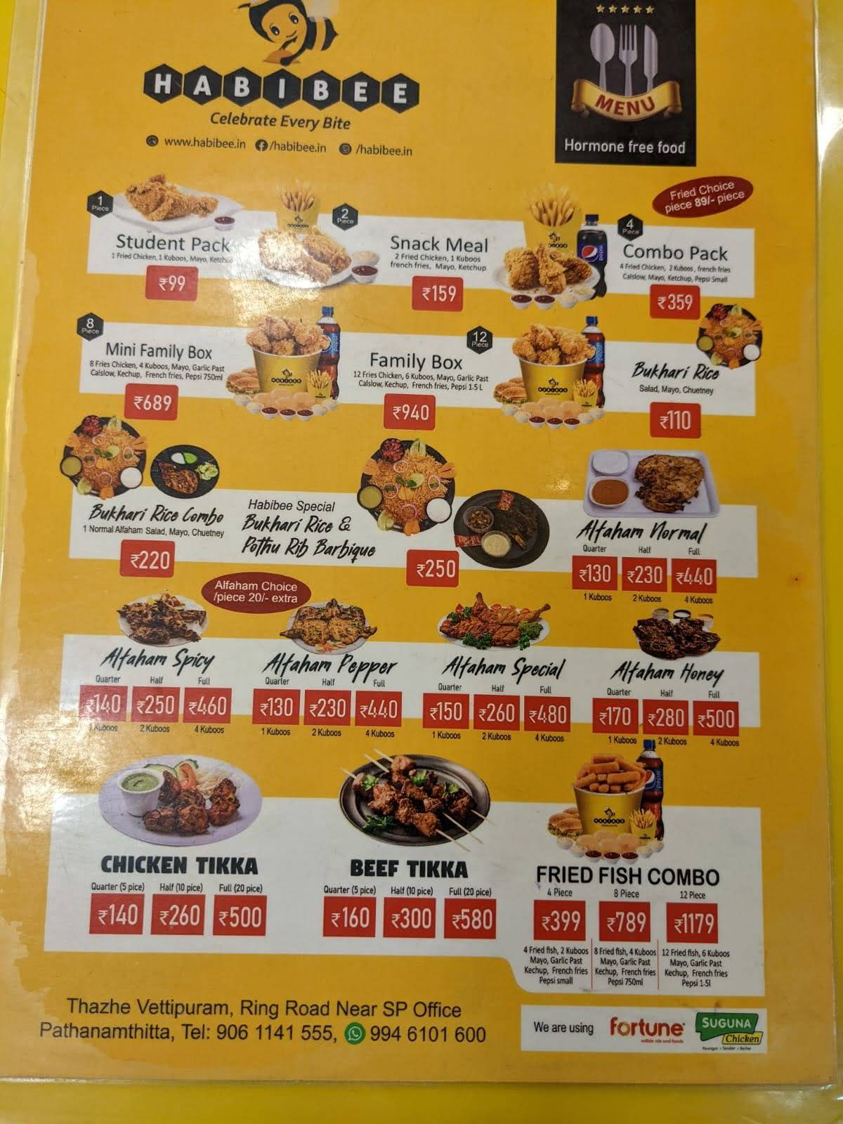 Habibee menu