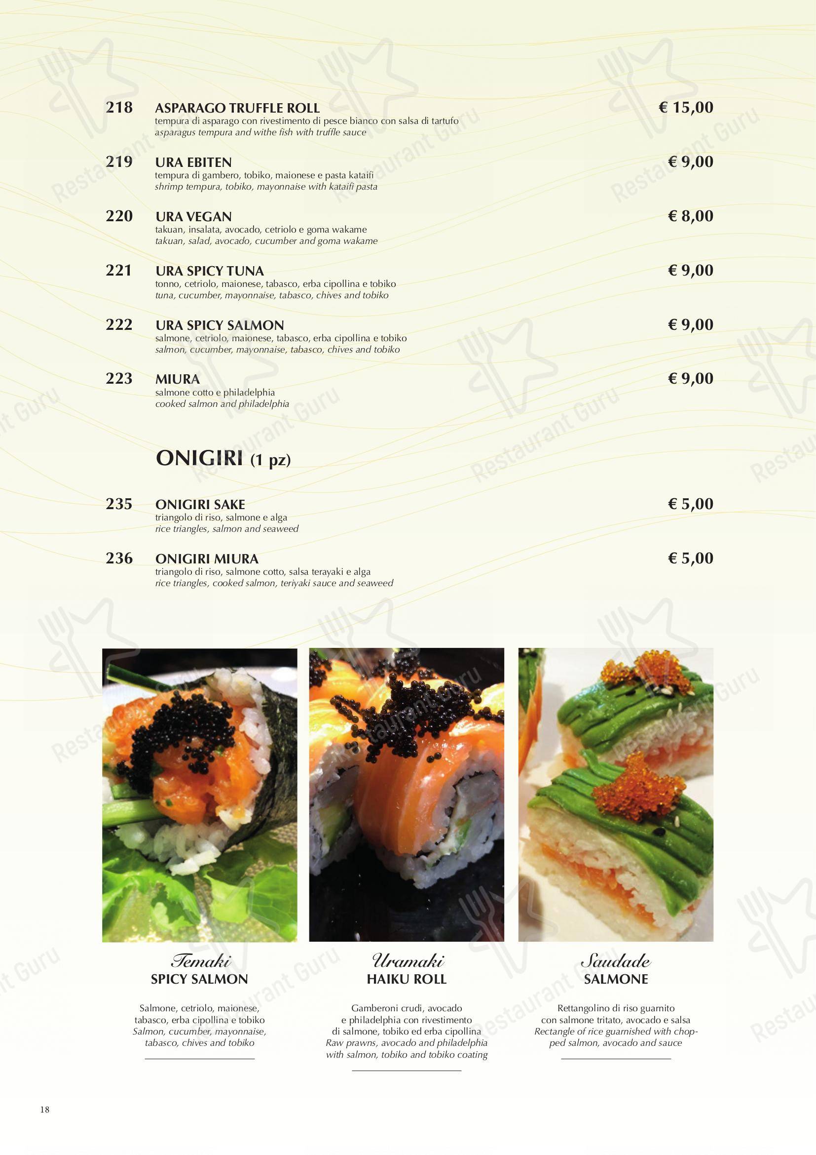 Haiku Restaurant in Bologna - Menu
