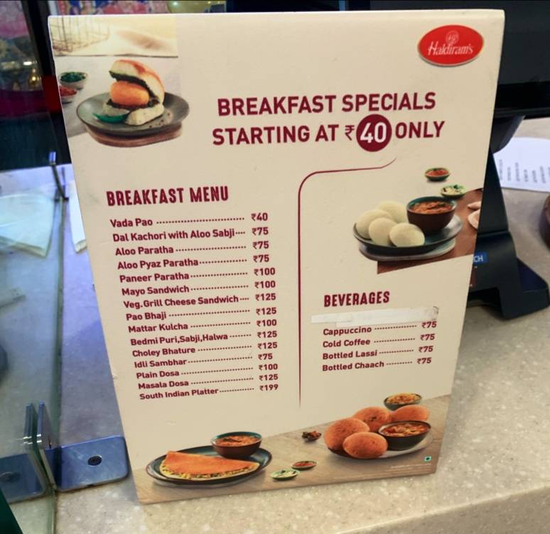 Haldiram's - Parsvnath City Mall, Faridabad menu