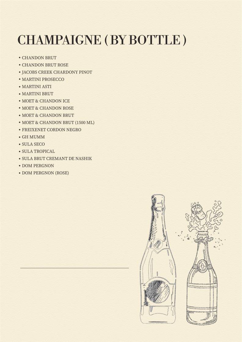 Hammerzz Nightclub menu