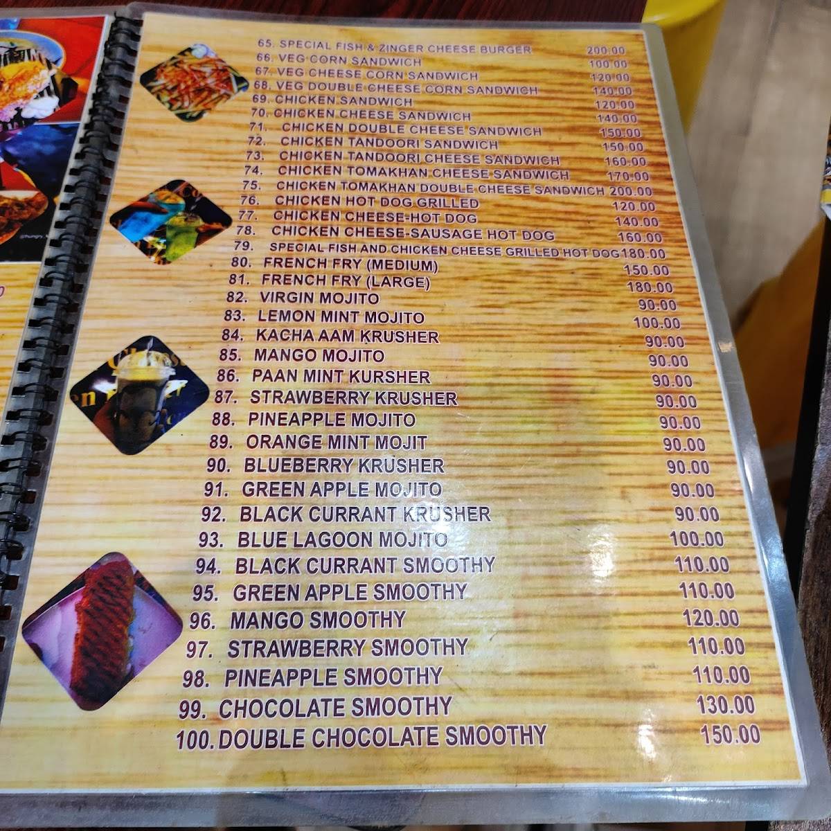 Hangout cafe Madhyamgram menu