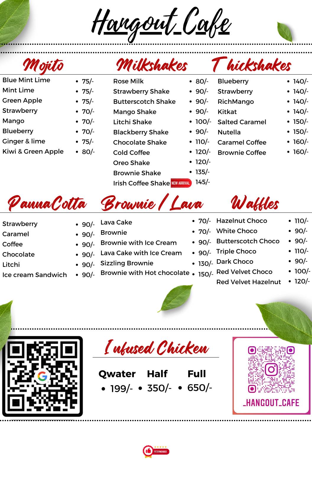Hangout cafe menu