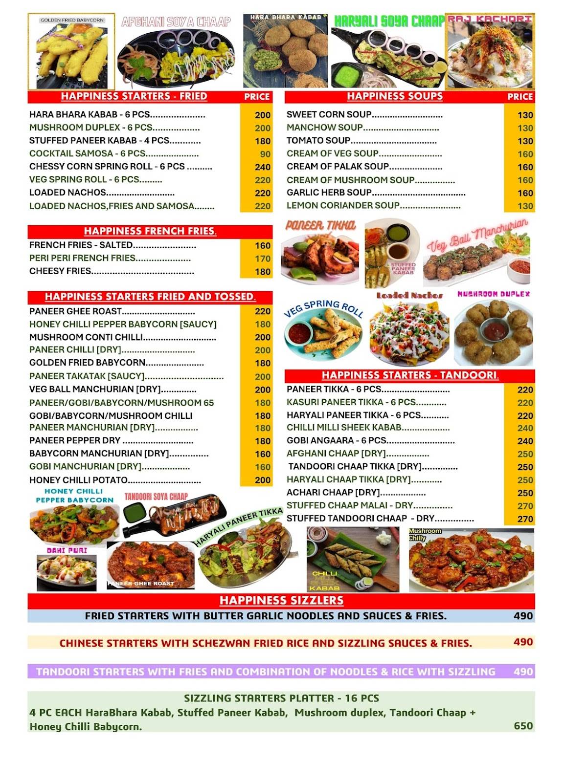Happiness Dhaba menu