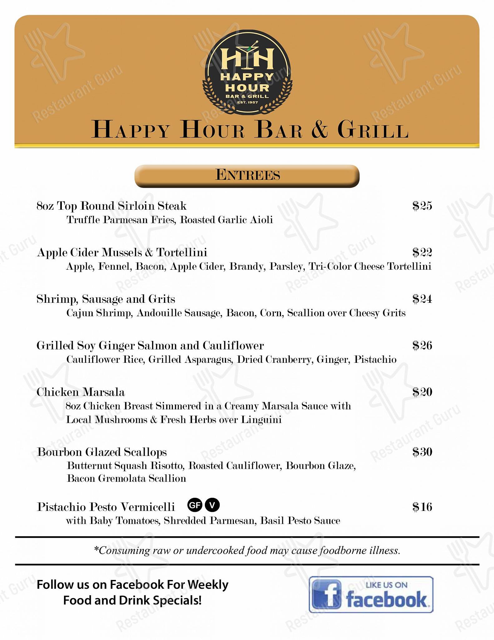 Menu at Happy Hour Bar and Grill, Stroudsburg