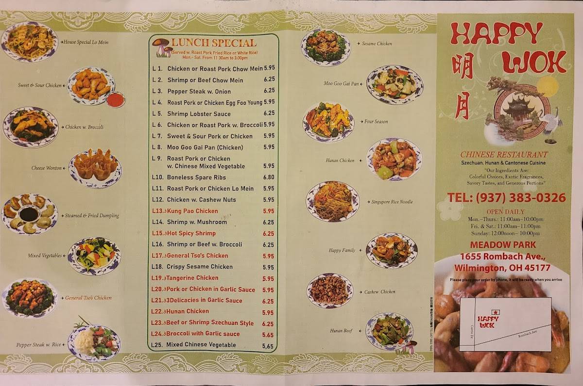 Menu at Happy Wok restaurant, Wilmington