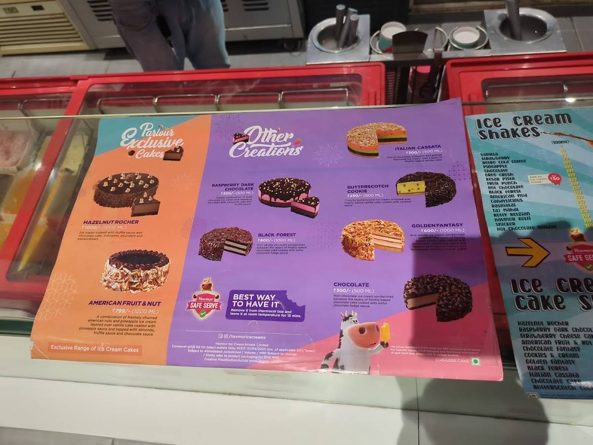 Havmor Havfunn Ice cream Parlor, Tonk Road menu