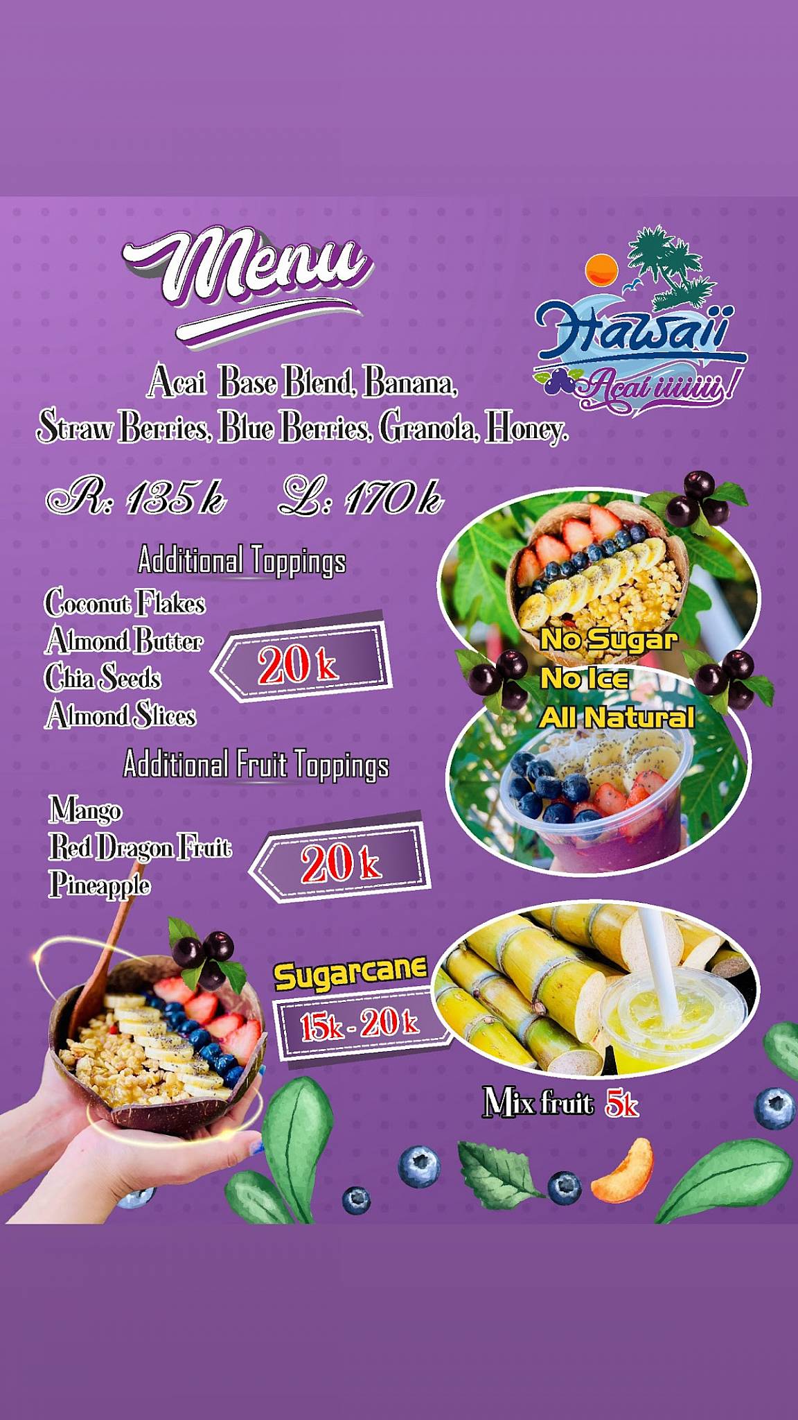 Carta del restaurante Hawaii Acai Saigon, Ciudad Ho Chi Minh (Saigón)