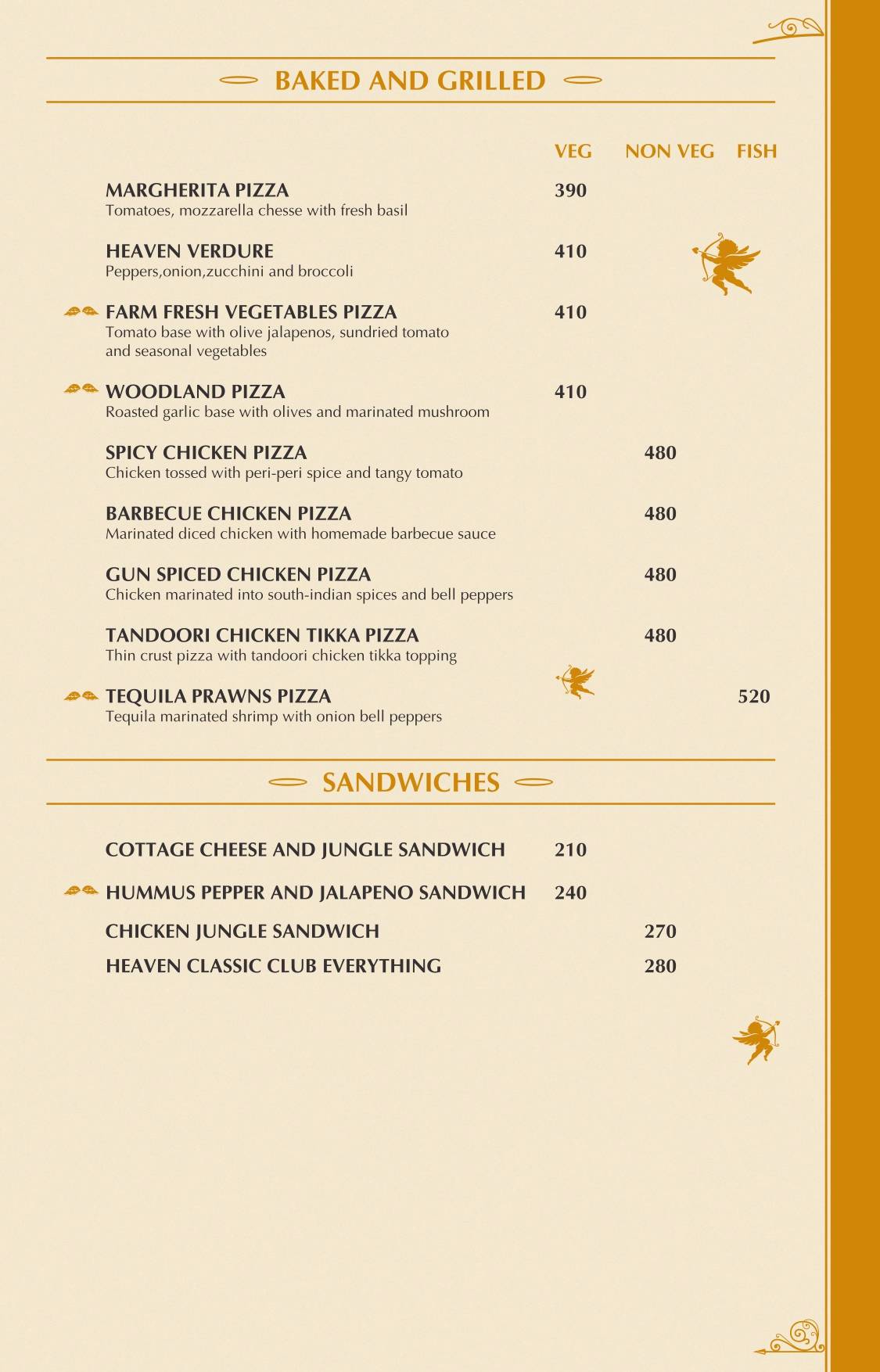 Heaven Rooftop & Club menu