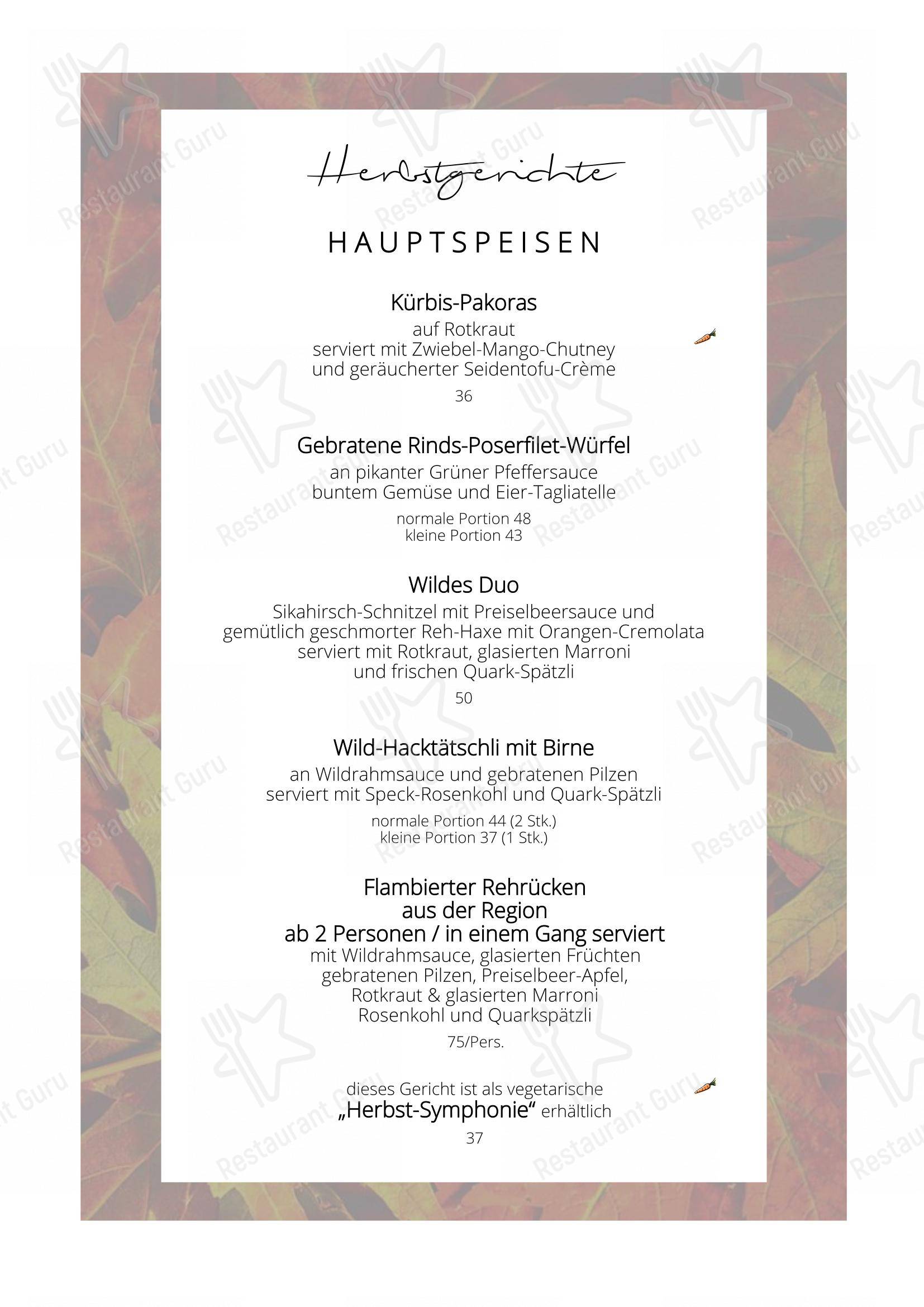 Menu bar pour Hertenstein Panorama Restaurant restaurant