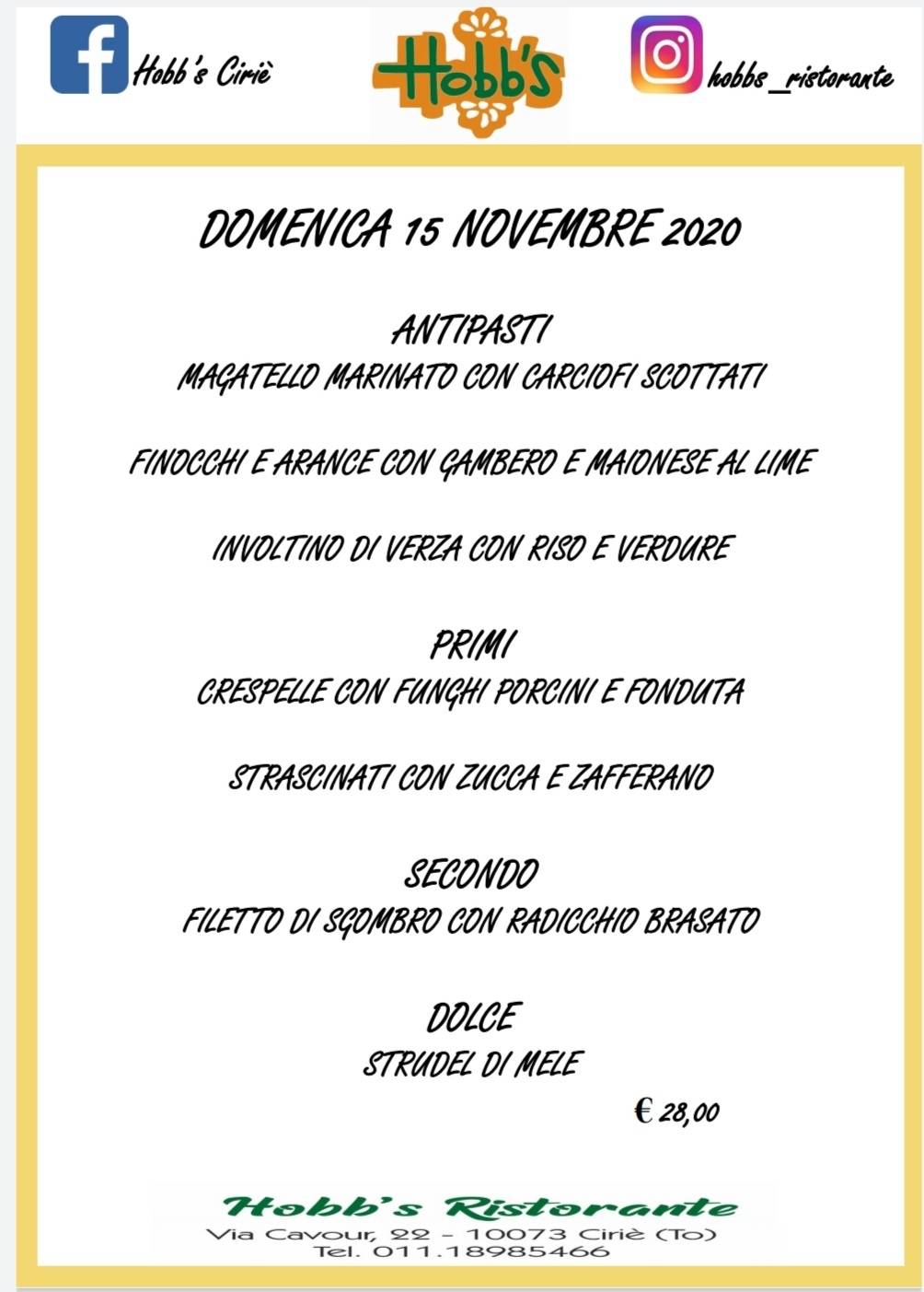 Menu di Hobb’s Ristorante 